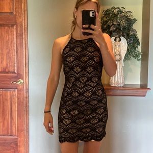 Black and Cream Lace Dress